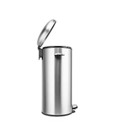 8 Gal./30 Liter Stainless Steel Round Shape Step-on Trash Can for Kitchen
