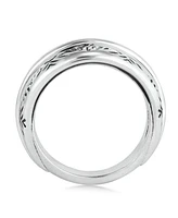 American West Jewelry Sterling Silver Etched Fan Tapered Ring