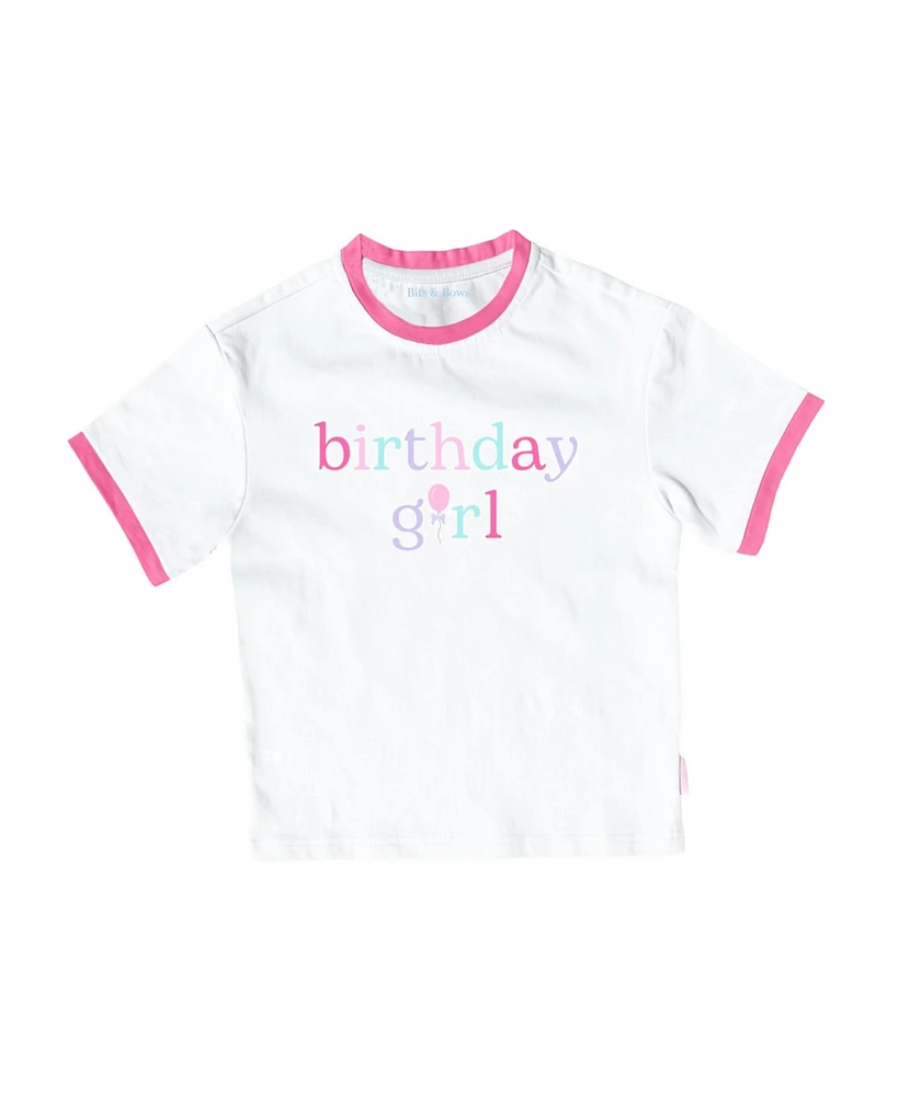 Bits & Bows Girls Birthday Girl Crewneck T-Shirt