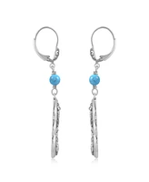 American West Jewelry Sterling Silver Kingman Turquoise Flower Gemstone Bead Lever Back Earrings