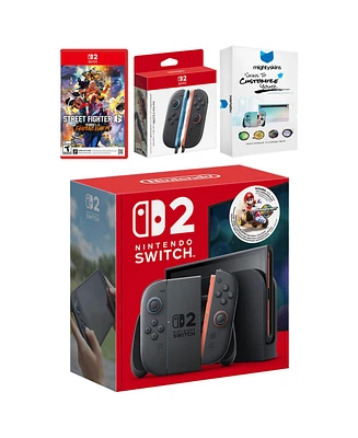 Nintendo Switch 2 + Mario Kart World Bundle with Street Fighter 6, Extra Joy-Cons and MightySkins Code Bundle