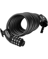 Urbanmax Bike Combination Lock - Heavy Duty Anti-Theft Cable Lock With 5-Digit Custom Combo - 6 Foot Coiled Cut Resistant Cable and Mounting Bracket