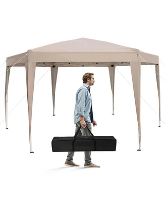 13 x 11.5 Ft Hexagonal Pop-Up Height Adjustable Canopy Tent with Dressed Legs