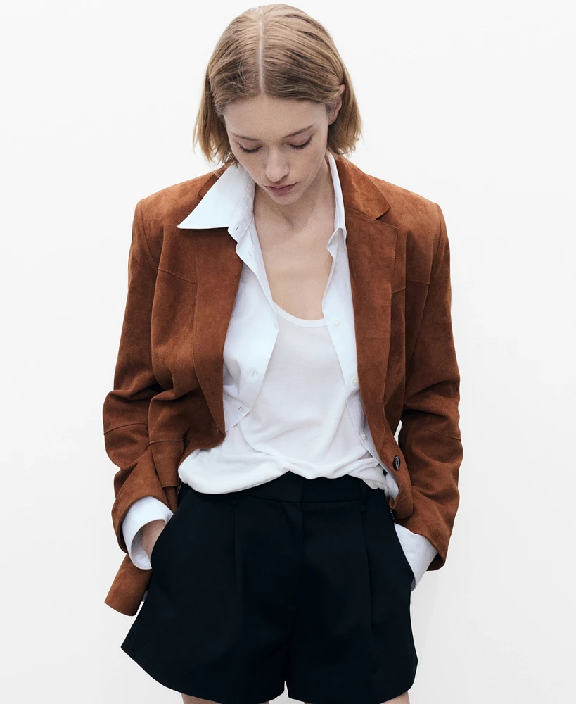 Mango Women's Straight Suede Jacket