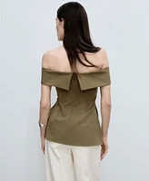 Mango Women's Fitted Off-The-Shoulder Top