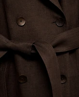 Mango Women's Double Breasted Linen Trench Coat