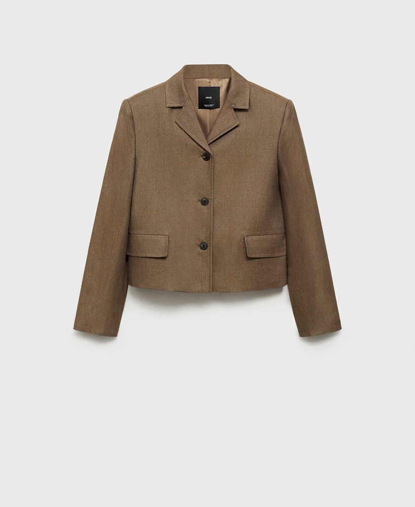Mango Women's Linen-Blend Cropped Jacket