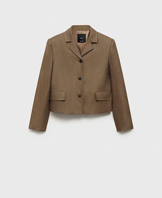 Mango Women's Linen-Blend Cropped Jacket