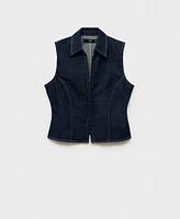 Mango Women's Fitted Denim Top