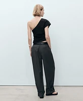 Mango Women's Asymmetrical Linen Top