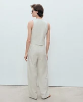 Mango Women's Straight-Fit Linen-Blend Suit Pants