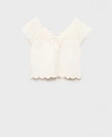Mango Women's Lace Details Cotton Blouse