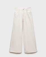 Mango Women's Metallic-Finish Wide Leg Jeans