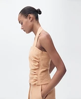 Mango Women's Gathered Detail Lyocell Top