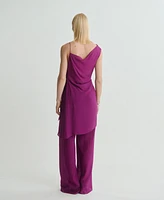 Mango Women's Flower Detail Long Satin Top