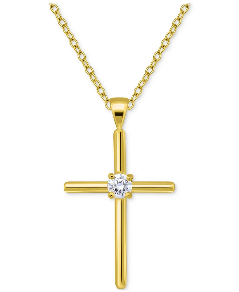 Giani Bernini Cubic Zirconia Cross Pendant Necklace (3/8 ct. t.w.) Sterling Silver, 16" + 2" extender