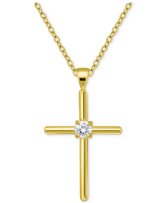 Giani Bernini Cubic Zirconia Cross Pendant Necklace (3/8 ct. t.w.) Sterling Silver, 16" + 2" extender