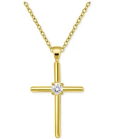 Giani Bernini Cubic Zirconia Cross Pendant Necklace (3/8 ct. t.w.) Sterling Silver, 16" + 2" extender
