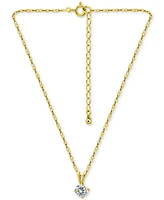 Giani Bernini Cubic Zirconia Solitaire Pendant Necklace 18k Gold over Sterling Silver, 16" + 2" extender, Exclusively at Macy's