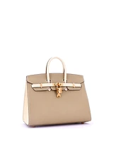 Pre-Owned Hermes Birkin 25 Handbag Bicolor Epsom with Rose Gold Hardware