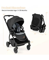 Costway Baby Stroller Foldable Infant Pram with Reclining Backrest Handle