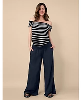 Motherhood Maternity Smocked Waist Wide Leg Pant