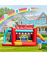 Gymax Inflatable Bounce House 5-in-1 Ice Cream Jumping Castle w/ 480W Blower