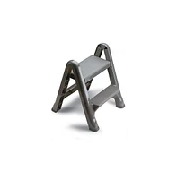 Rubbermaid 2 Step Slip Resistant Folding Plastic Stepstool with Foot Pads, Grey