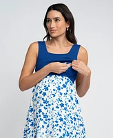 Seraphine Women's Maternity Knit Top with Woven Skirt Dress