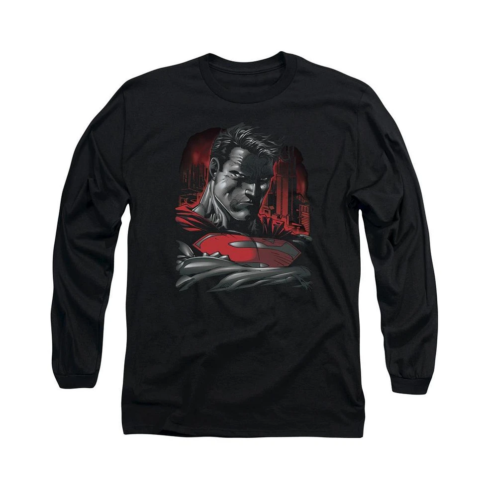 Superman Men's Man Of Steel Long Sleeve Adult Tee / T-Shirt