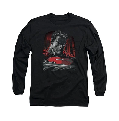 Superman Men's Man Of Steel Long Sleeve Adult Tee / T-Shirt