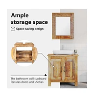 Bathroom Vanity Cabinet with Mirror Solid Mango Wood