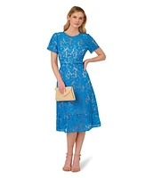 Adrianna Papell Women's Short-Sleeve Knit Lace Dress