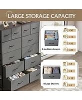 Wlive Tall Dresser for Bedroom with 12 Drawers Dressers & Chests of Fabric Closet Storage Draw