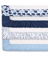 The Peanutshell Woodland Animals and Nautical Fitted Crib Sheets for Boys, 8-Pack Set, Black, White, Blue