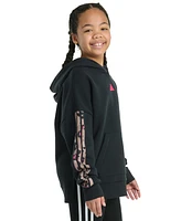 adidas Big Girls Long-Sleeve Printed 3-Stripes Slit Fleece Pullover Hoodie