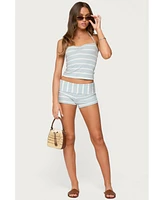 Edikted Women's Lorenza Striped Fold Over Shorts