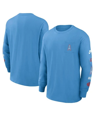 Nike Men's Light Blue Houston Oilers Rewind Heavy Max90 Pocket Long Sleeve T-Shirt