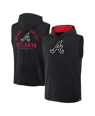 Fanatics Men's Black Atlanta Braves Fire Speed Sleeveless Pullover Hoodie