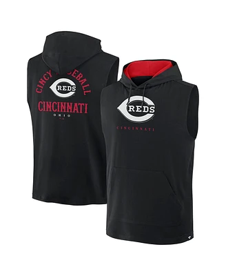 Fanatics Men's Black Cincinnati Reds Fire Speed Sleeveless Pullover Hoodie