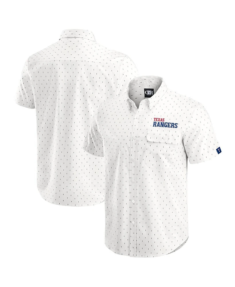 Darius Rucker Collection by Fanatics Men's Cream Texas Rangers Printed Button-Down Shirt