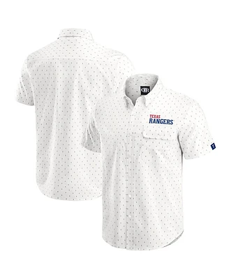 Darius Rucker Collection by Fanatics Men's Cream Texas Rangers Printed Button-Down Shirt