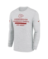 Nike Men's Ash Kansas City Chiefs Sideline Velocity Performance Long Sleeve T-Shirt