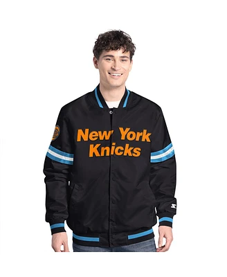 Starter Men's Black New York Knicks Scout Varsity Full-Snap Jacket