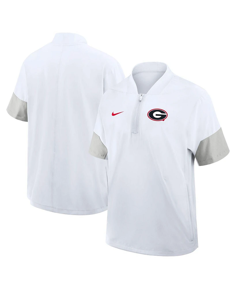 Nike Men's White Georgia Bulldogs 2025 Sideline Short Sleeve Quarter-Zip Coach Jacket