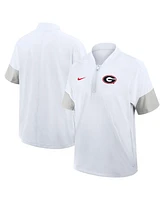 Nike Men's White Georgia Bulldogs 2025 Sideline Short Sleeve Quarter-Zip Coach Jacket