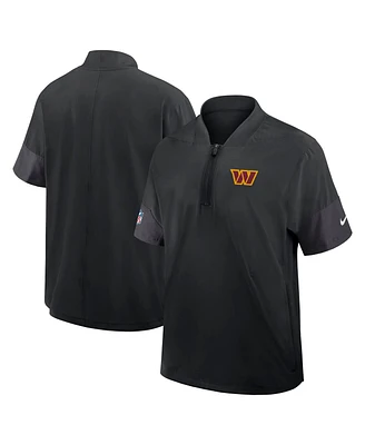 Nike Men's Black Washington Commanders Sideline Short Sleeve Quarter-Zip Performance Coach Jacket