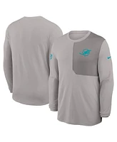 Nike Men's Gray Miami Dolphins Sideline Coach Uv Performance Long Sleeve T-Shirt