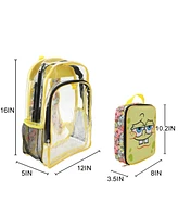 Spongebob Squarepants Character Print 16” Clear Backpack & Lunch Kit Value Set