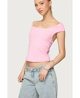 Edikted Womens Mikkey Cut Out Off Shoulder Top